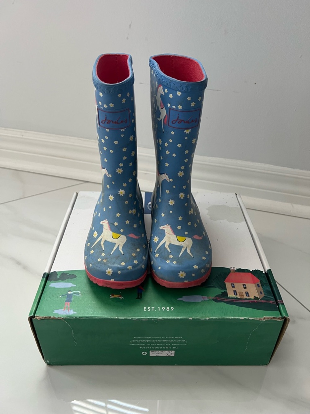 Joules Blue Unicorn Kids' Wellington Boots. GUC with box. Size 10 Toddler